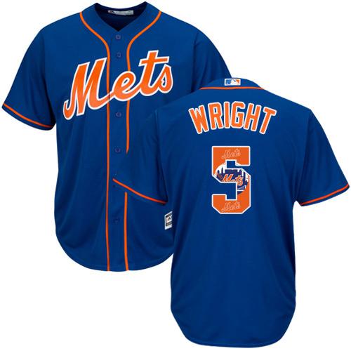 Mets #5 David Wright Blue Team Logo Fashion Stitched MLB Jersey - Click Image to Close